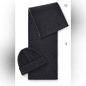 Men's Boss Grey Knit Scarf and Beanie Set cashmere and wool blend
